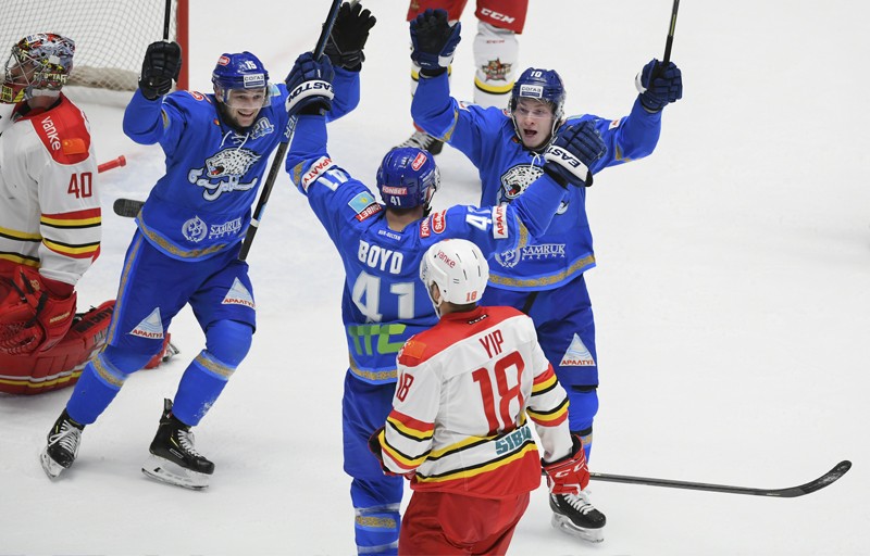 30.12.2019, КХЛ. БАРЫС – КУНЬЛУНЬ РЕД СТАР 2:1. Дастин БОЙД только что забросил победную шайбу. Фото пресс-службы ХК 